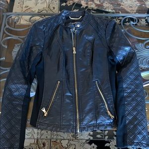 Express faux leather quilted moto jacket